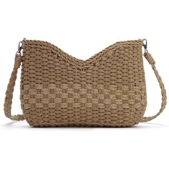 Handmade Woven Shoulder Bag Brown - Picture 1 of 7